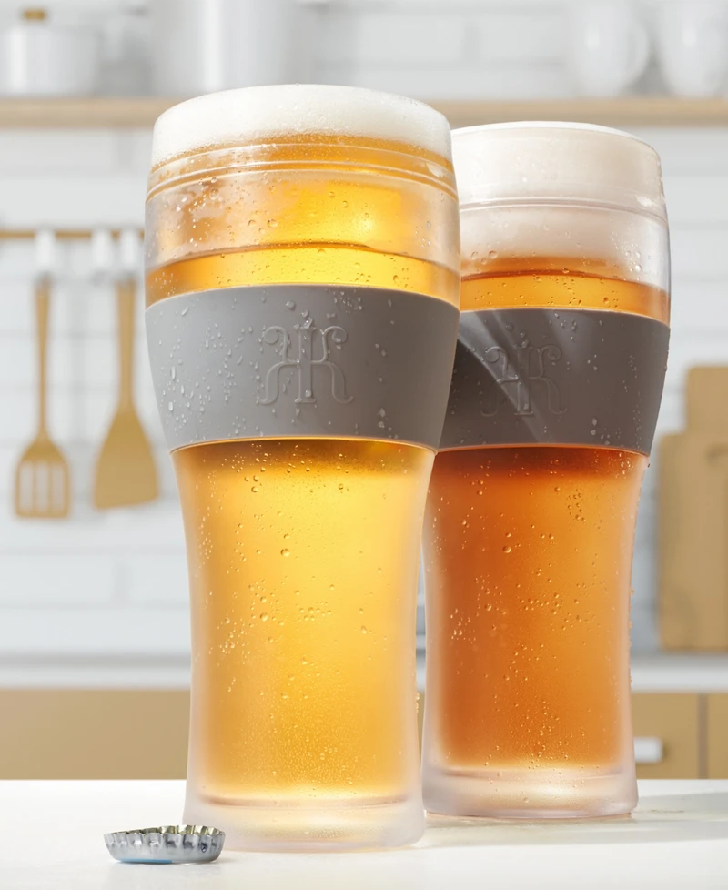 The Wine Savant Khen Freezable Pint Beer Glasses, Set of 2
