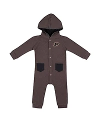 Colosseum Baby Boys and Girls Charcoal Purdue Boilermakers Zando-Zan Waffle Full-Snap Hooded Romper