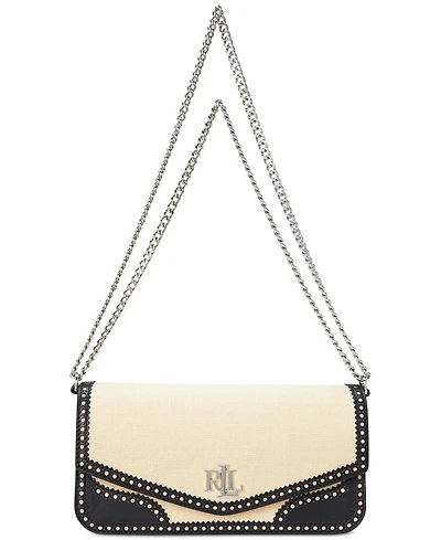 Lauren Ralph Lauren Straw & Leather Sawyer Bag