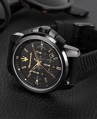Maserati Men's Chronograph Black Silicone Watch, 44mm