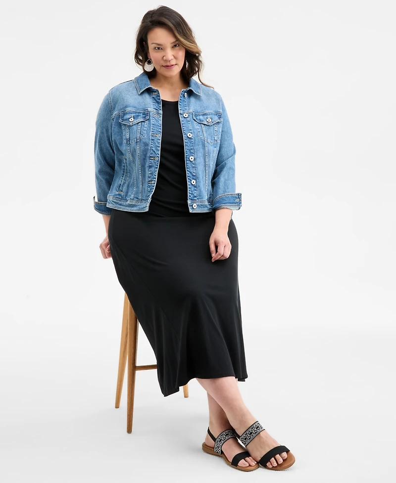 Style & Co Plus Solid Short-Sleeve Maxi Dress, Exclusively at Macy's