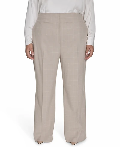Calvin Klein Plus Size Windowpane Wide-Leg Pants