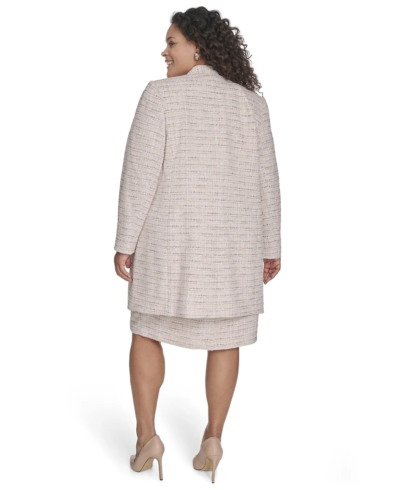 Calvin Klein Plus Tweed Open-Front Long-Sleeve Topper