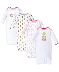 Hudson Baby Baby Girls Hudson 4Pk Interlock Gowns