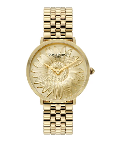 Olivia Burton Women's Sunflower Gold Tone Stainless Steel Bracelet Watch, 35mm