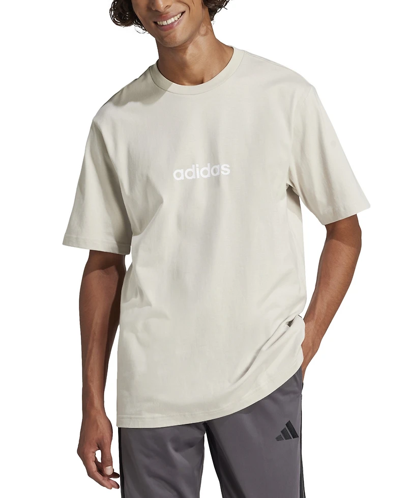 adidas Men's Essentials Regular-Fit Linear Logo Graphic T-Shirt