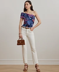 Lauren Ralph Women's Print Stretch Jersey One-Shoulder Top