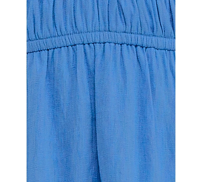 Trixxi Juniors' Bubble-Sleeve Tie Front Tiered Dress