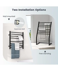 8 Bars Freestanding Wall Mounted Towel Warmer Rack with Led Display
