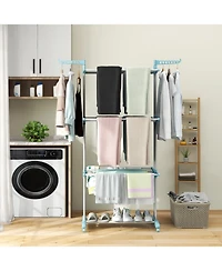 4-tier Clothes Drying Rack with Rotatable Side Wings and Collapsible Shelves