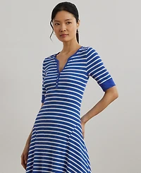 Lauren Ralph Lauren Women's Striped Waffle-Knit Cotton Henley Dress