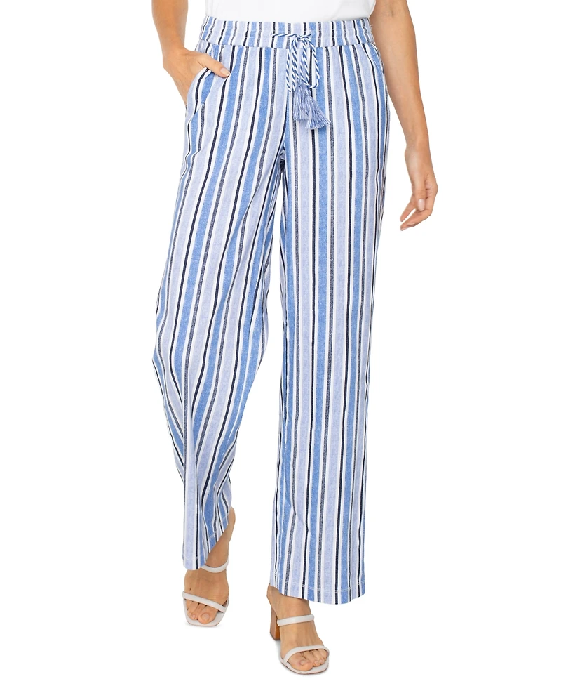 Liverpool Los Angeles Petite Striped Drawstring-Waist Pants