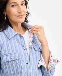 Style & Co Petite Patricia Reversible Quilted Cotton Shacket, Exclusively at Macy's