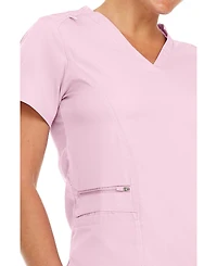 Medichic Plus Ruth 3-Pocket Multi Stitch V-Neck Scrub Top, Pewter, 3X Large