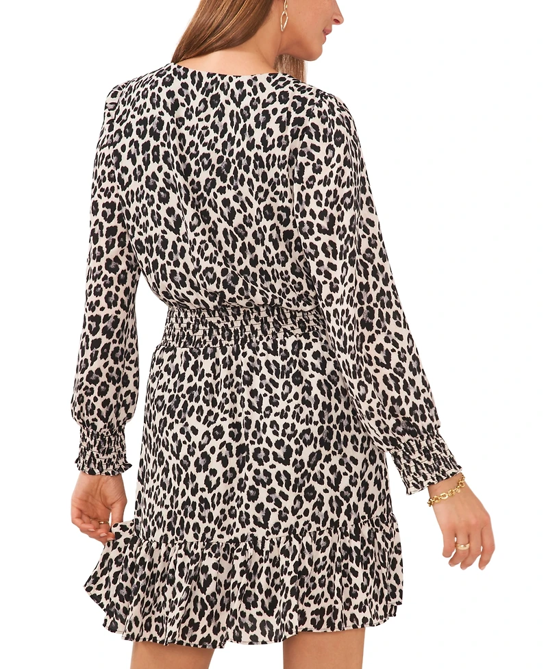 Vince Camuto Women's Leopard-Print Wrap-Front Mini Dress