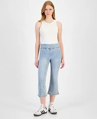 Dkny Jeans Petite High-Rise Cropped Flared-Leg Pull-On