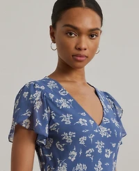 Lauren Ralph Women's Floral Georgette Drop-Waist Dress