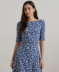 Lauren Ralph Women's Floral Stretch Cotton Midi Dress