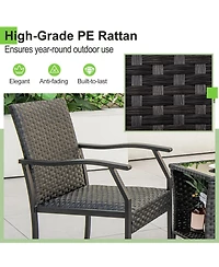 Gymax 3 Piece Patio Weather Resistant Conversation Set Wicker Chair w/ Quick Dry Foam Tempered Glass Table