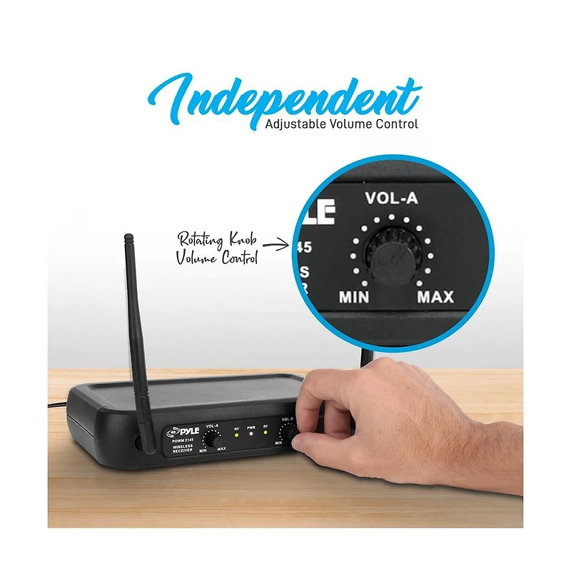 Pyle Wireless Microphone System – Vhf Fixed Frequency with Adjustable Volume Control