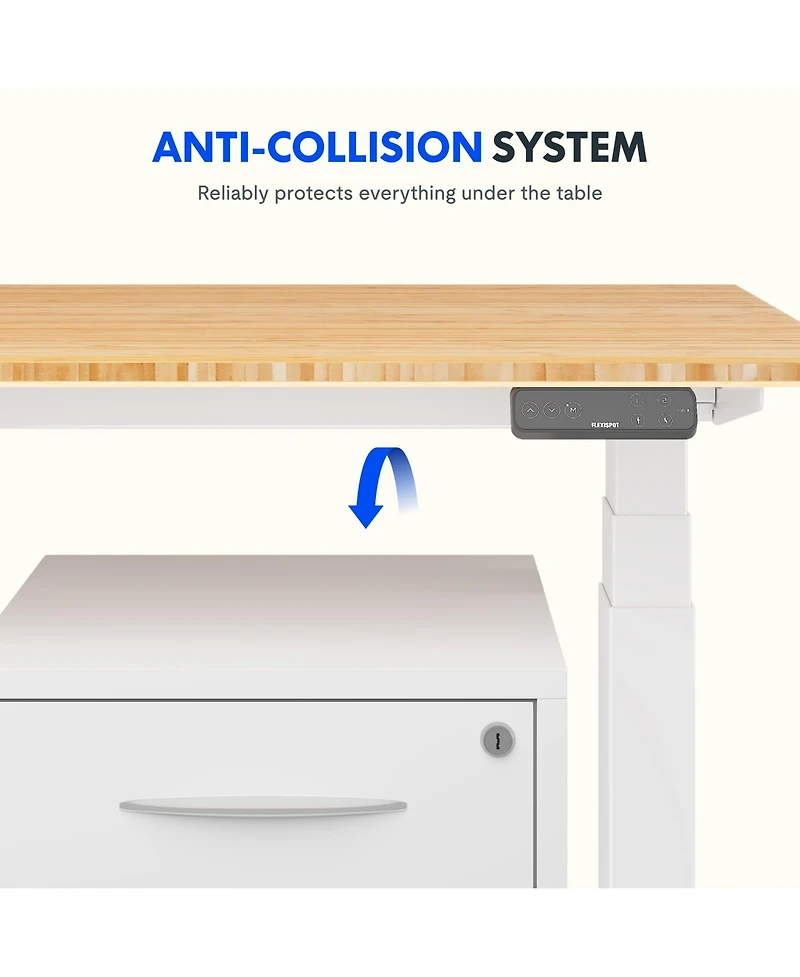 Flexispot E7-commercial 55 W Electric Adjustable Standing Desk, Bamboo Top, White Base