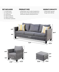 Xizzi 5 Piece Patio Furniture, Outdoor Furniture Sets, Modern Wicker Sectional and 2 Pillows, All Weather Garden Sofa, Backyard,