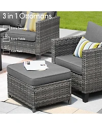 Xizzi 5 Piece Patio Furniture, Outdoor Furniture Sets, Modern Wicker Sectional and 2 Pillows, All Weather Garden Sofa, Backyard,