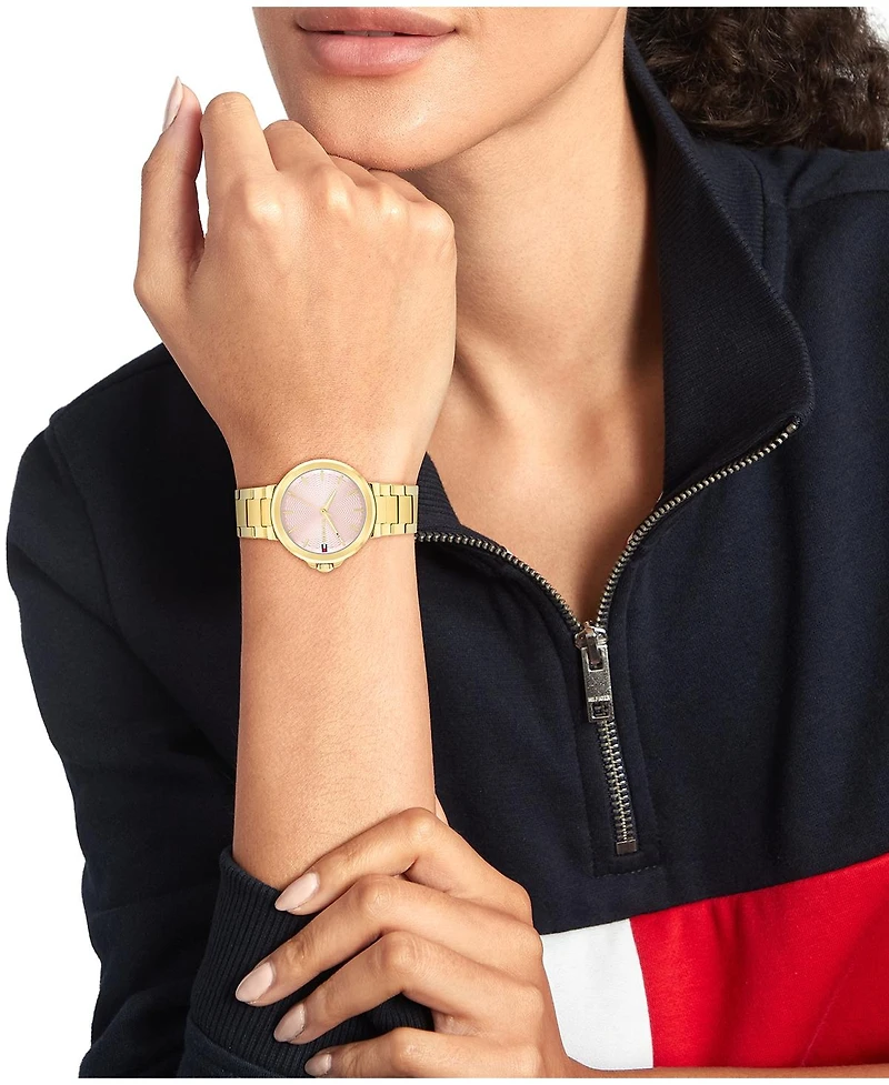 Tommy Hilfiger Women's Quartz Gold-Tone Stainless Steel Bracelet Watch, 34mm