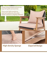Gymax 4 Piece Patio Conversation Set Outdoor Furniture Set w/ Cushions & Wood Frame