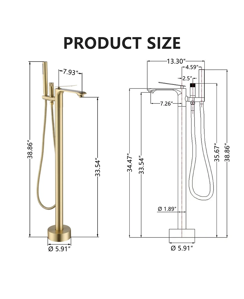 Freestanding Bathtub Faucet with Hand Shower - Sleek Design, Anti-Scald, and Corrosion-Resistant