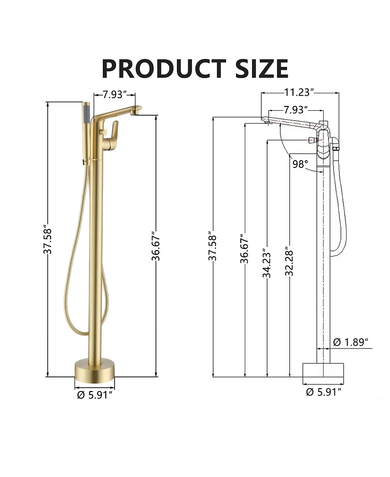 Freestanding Floor Mounted Bathtub Faucet - Anti-Scald, Durable, and Versatile