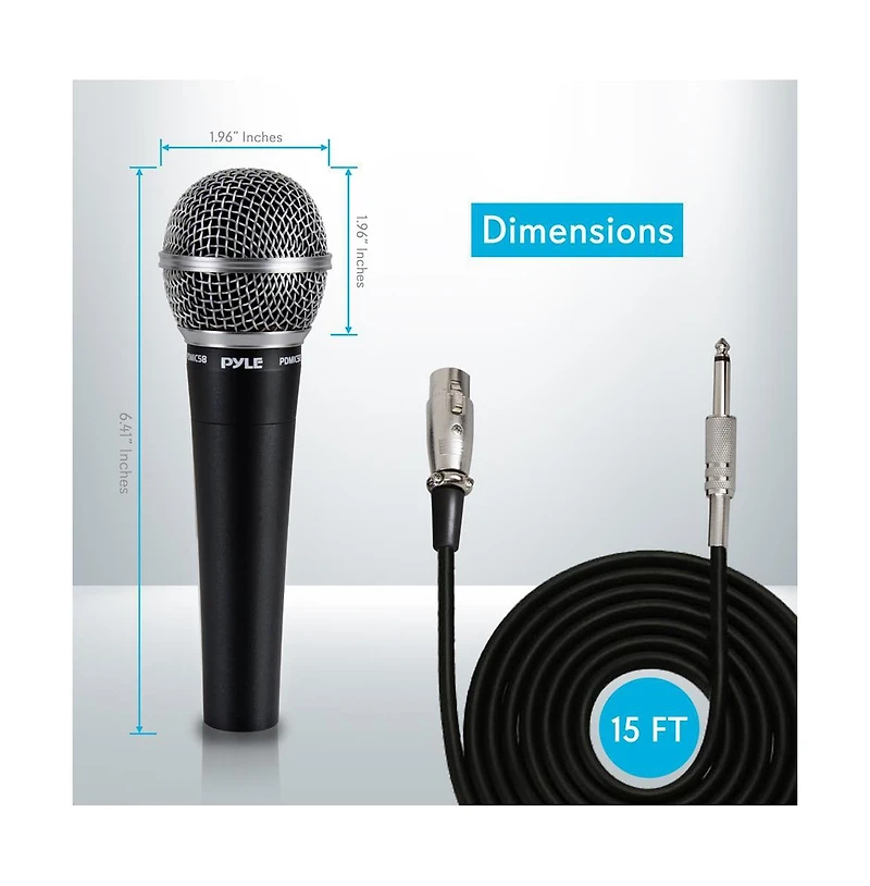 Pyle Professional Dynamic Microphone Unidirectional Handheld Mic with Xlr Cable