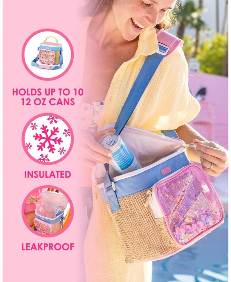 Packed Party Woven Insulated Confetti Cooler Bag, Large Cute Stylish Adult Reusable Lunch Tote for Women