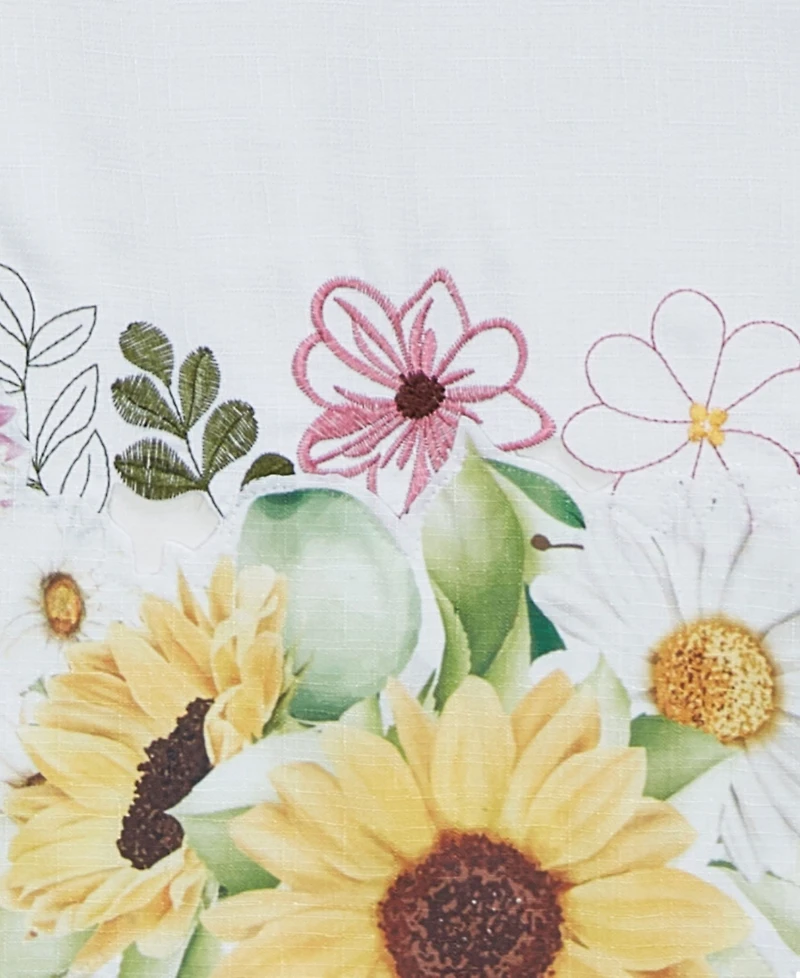 Elrene Sunflower and Daisies Cutwork Tablecloth