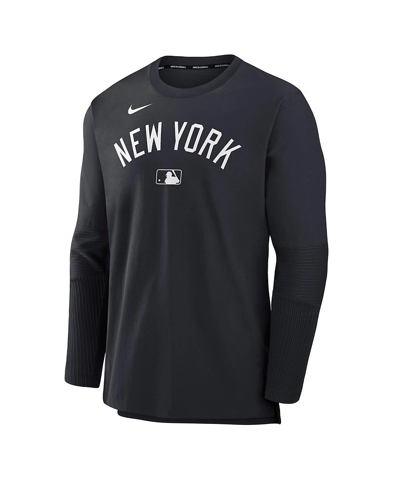 Nike Men's Navy New York Yankees Authentic Collection Lightweight Player Tri-Blend Performance Pullover Sweatshirt