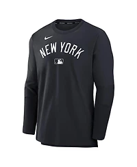 Nike Men's Navy New York Yankees Authentic Collection Lightweight Player Tri-Blend Performance Pullover Sweatshirt