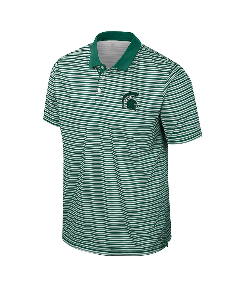 Colosseum Men's Green Michigan State Spartans Striped Polo Shirt