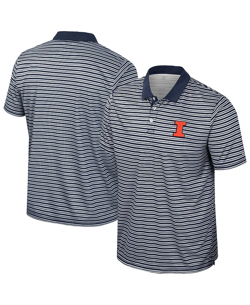 Colosseum Men's Navy Illinois Fighting Illini Striped Polo Shirt