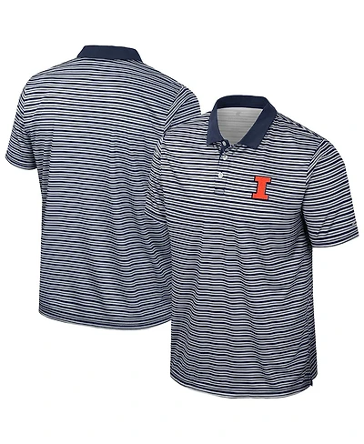 Colosseum Men's Navy Illinois Fighting Illini Striped Polo Shirt