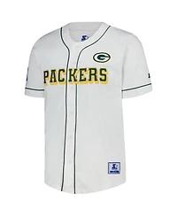 Starter Men's White Green Bay Packers Relay Full-Button Baseball Jersey