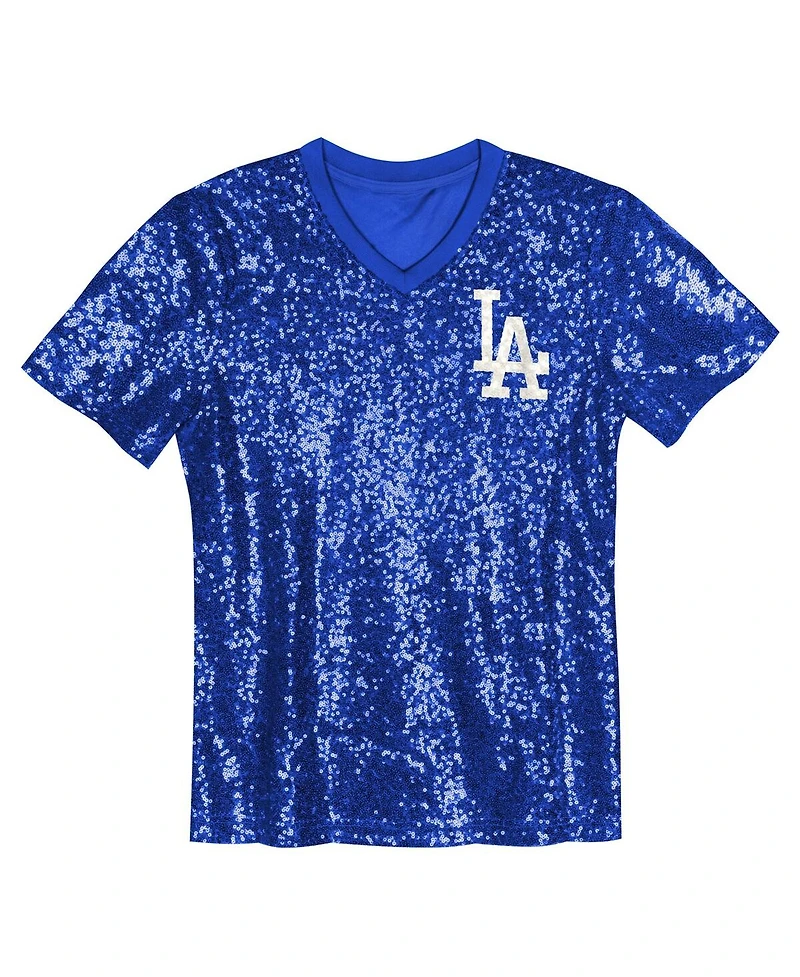 Outerstuff Juniors Mookie Betts Royal Los Angeles Dodgers Name Number Sequin V-Neck Top
