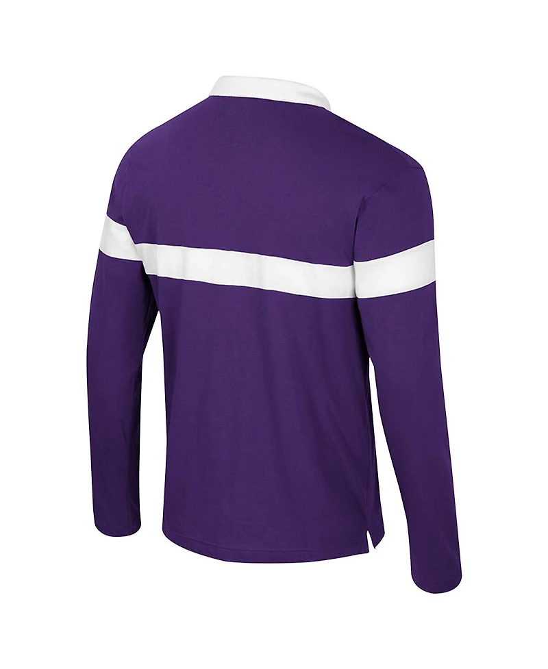 Colosseum Men's Purple Lsu Tigers Too Cool For School Long Sleeve Polo Shirt