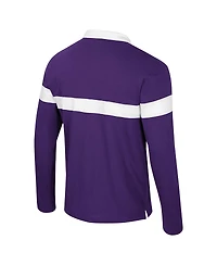 Colosseum Men's Purple Lsu Tigers Too Cool For School Long Sleeve Polo Shirt