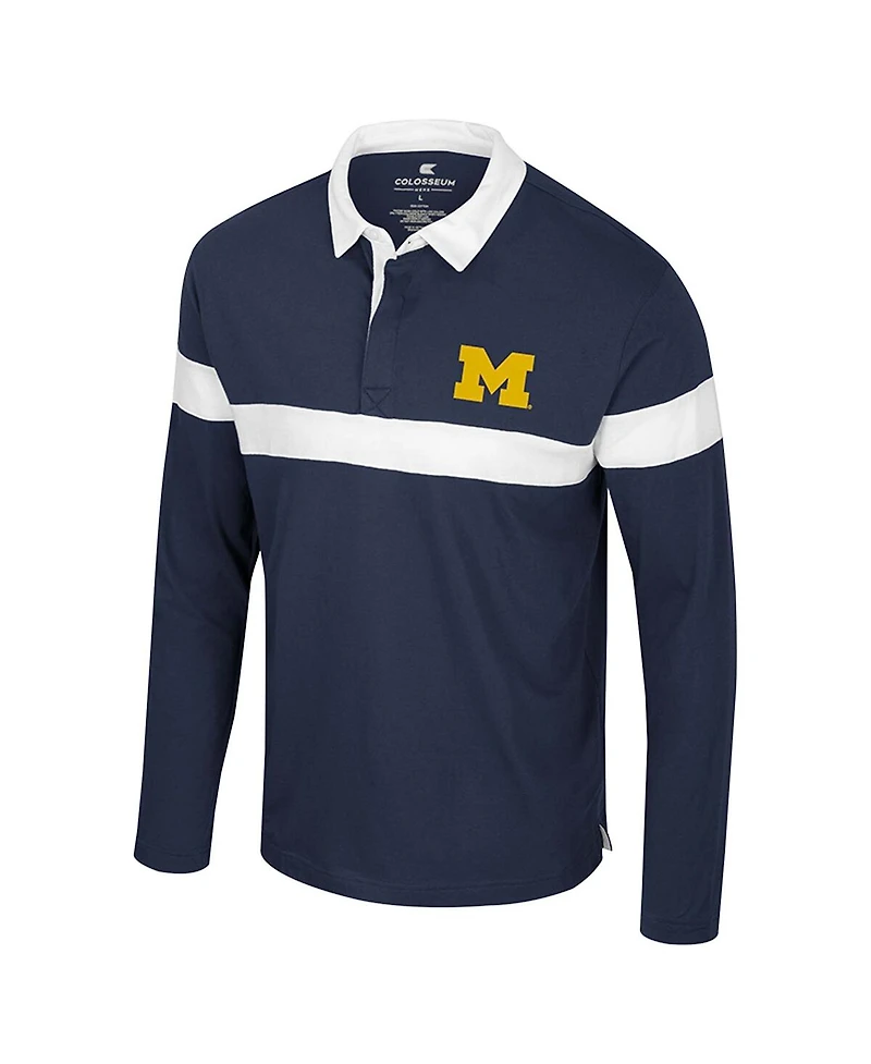 Colosseum Men's Navy Michigan Wolverines Too Cool For School Long Sleeve Polo Shirt
