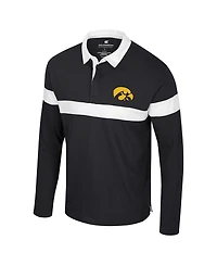 Colosseum Men's Black Iowa Hawkeyes Too Cool For School Long Sleeve Polo Shirt