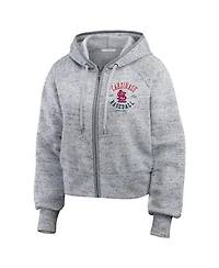 Wear by Erin Andrews Women's Heather Gray St. Louis Cardinals Speckled Fleece Cropped Full-Zip Hoodie
