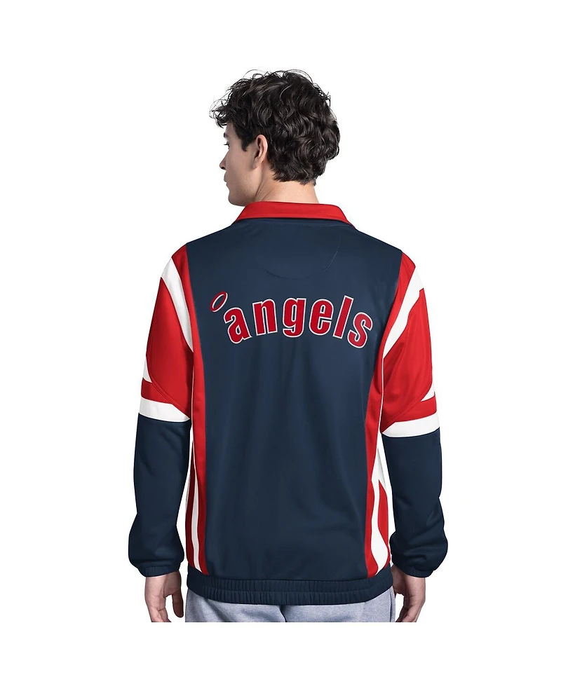 Starter Men's Navy/Red California Angels Contender Tricot Full-Zip Track Jacket