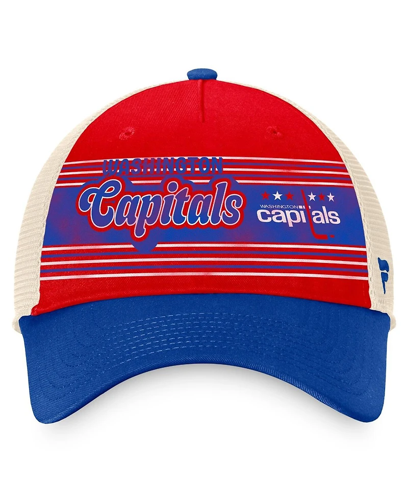 Fanatics Men's Red/Blue Washington Capitals Heritage Vintage Trucker Adjustable Hat