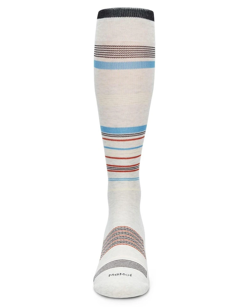 MeMoi Women's Unisex Multi-Striped Cotton Blend 15-20mmHg Graduated Compression Socks UOY06868
