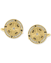 Effy Men's Diamond Compass Cufflinks (3/8 ct. t.w.) in 14k Gold-Plated Sterling Silver